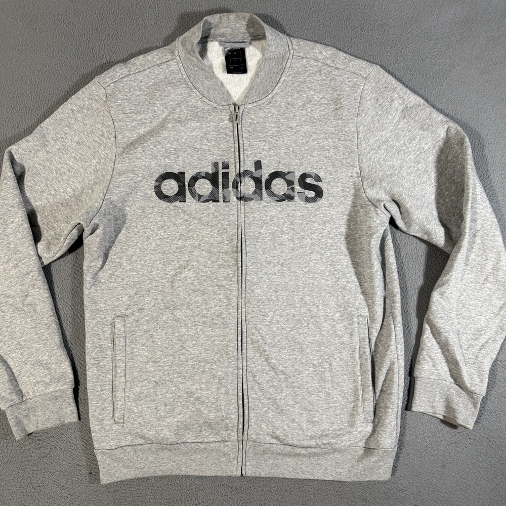 Adidas Men's Full Zip Crew Sweatshirt Size Large Gray‎